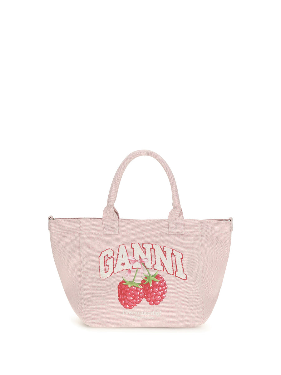 Ganni Easy Shopper Shoulder Bag — Beige Recycled Polyester