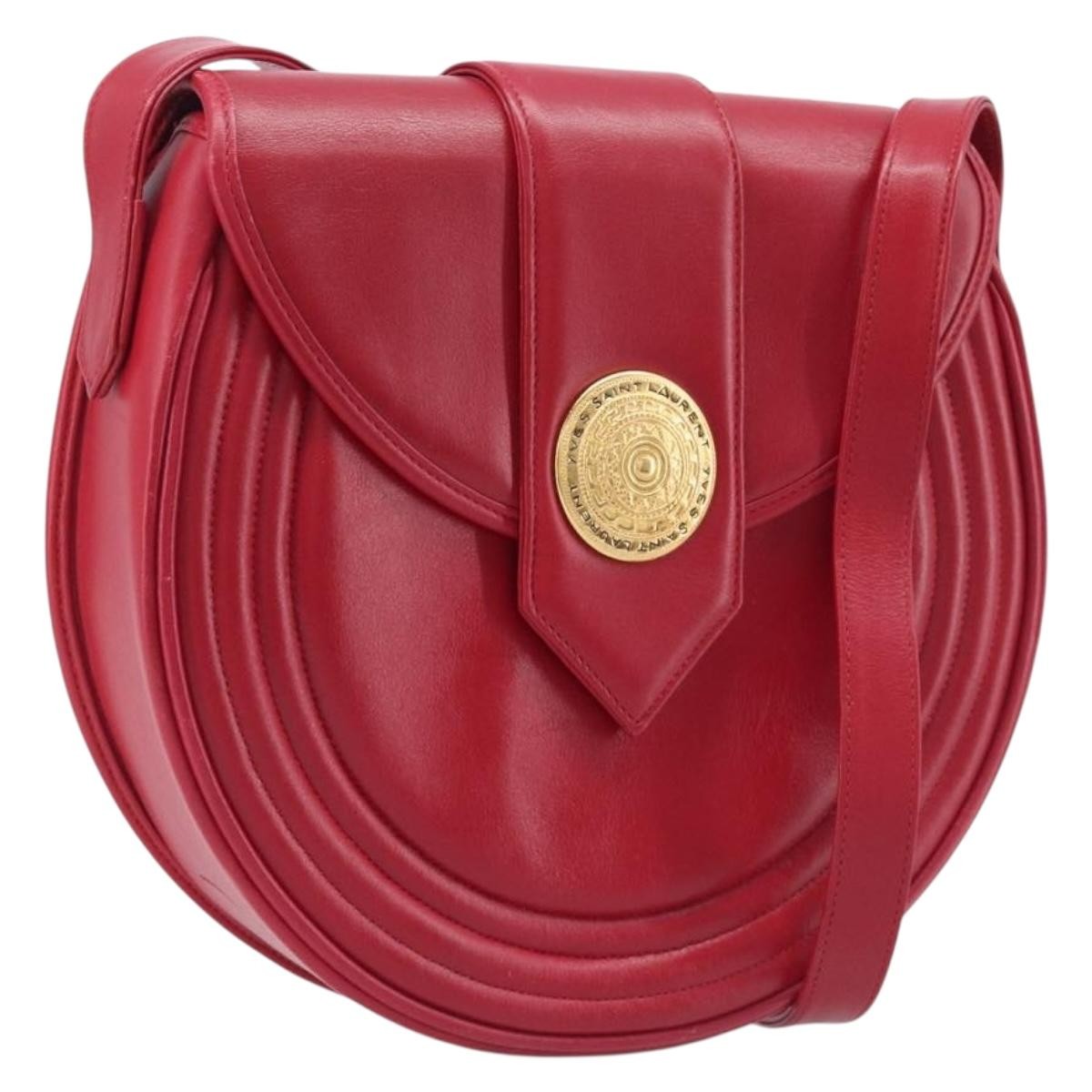Saint Laurent Vintage Shoulder Bag Leather Red