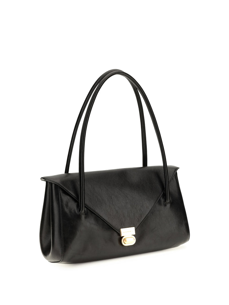 Marni East-West Shoulder Bag — Black Calf Leather Bos Taurus