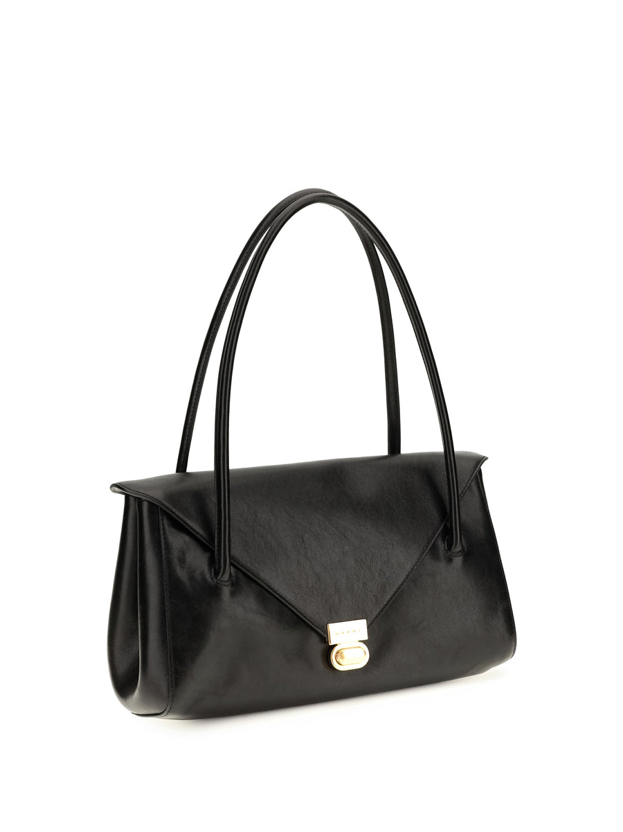 Marni East West Shoulder Bag — Black Calf Leather