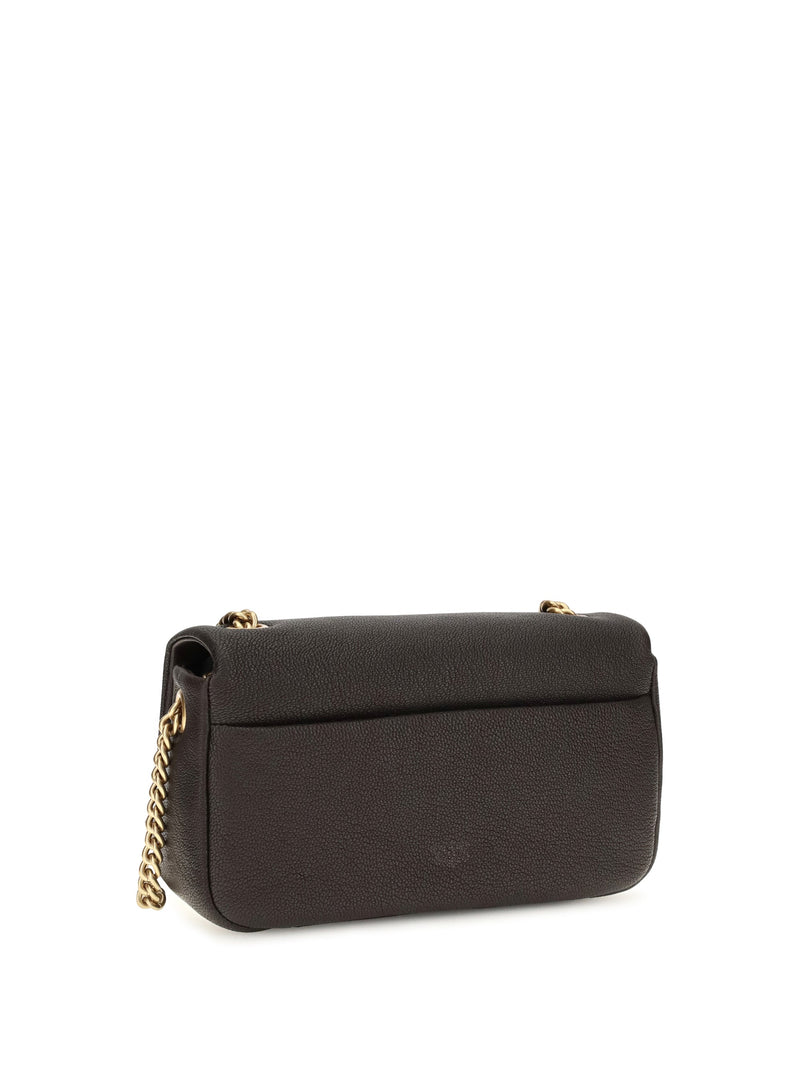 Pinko Click Shoulder Bag — Brown Calf Leather Bos Taurus