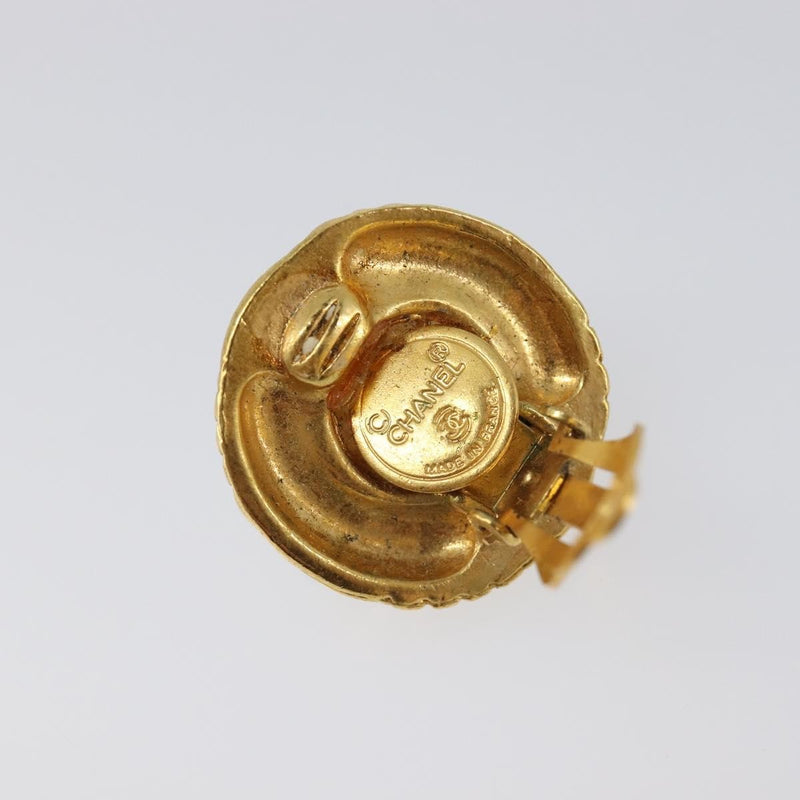 Chanel Vintage Round Clip-On Metal With Faux Pearl Gold Bijoux