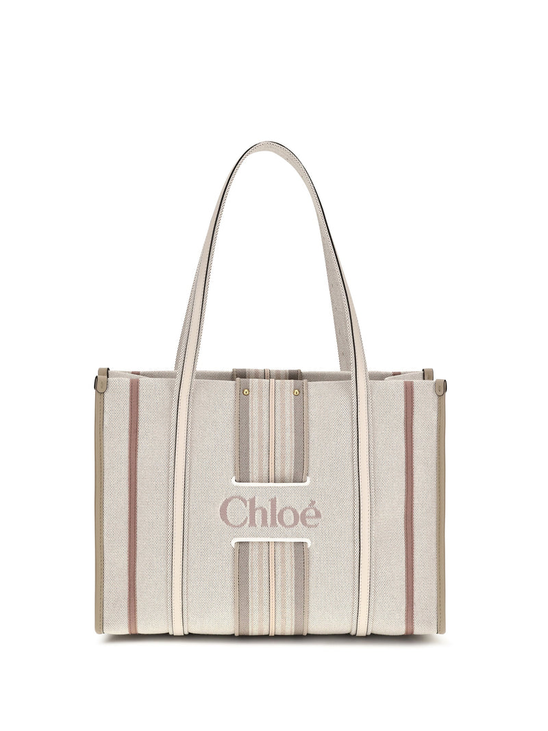 Chloé Woody Loop Tote Bag — Beige Cotton