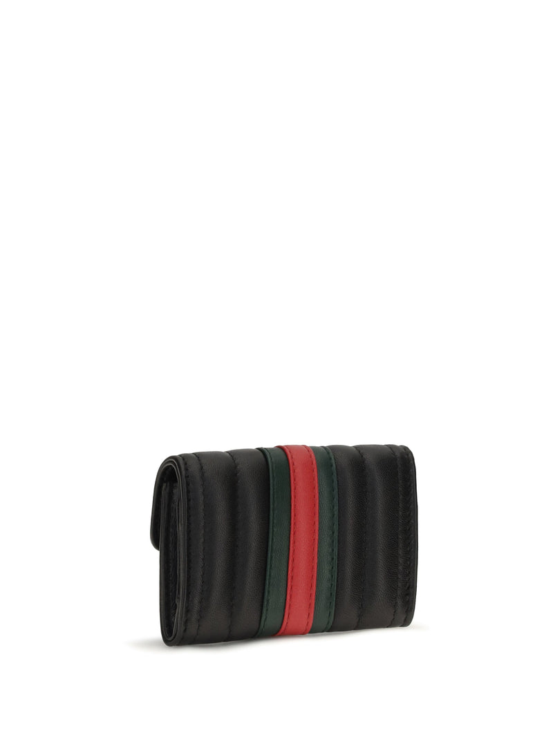 Gucci Marmont Web Wallet — Black Calf Leather Bos Taurus