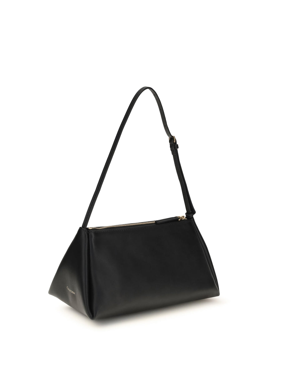 Calvin Klein Smooth Calf Leather Shoulder Bag — Black