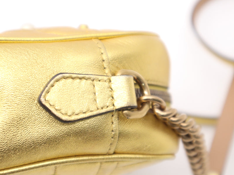 Gucci Pearly Gg Marmont Embellished Matelasse Leather Gold Bag