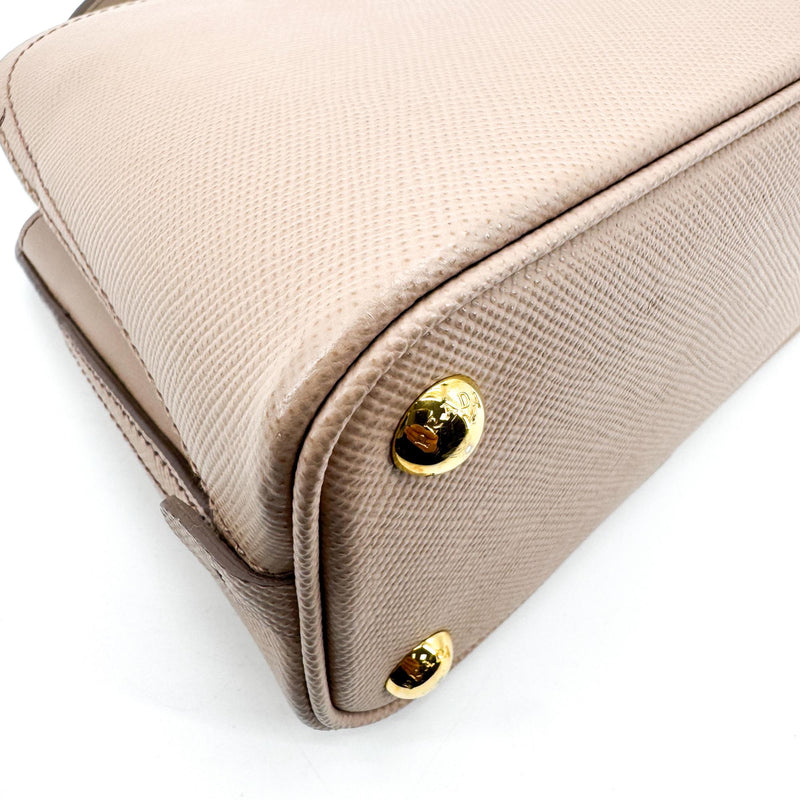 Prada Matinee Top Handle Saffiano Leather Beige Bag
