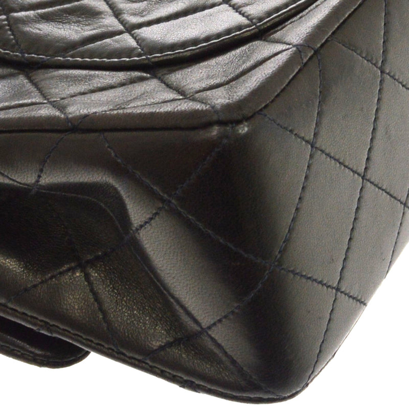 Chanel Classic Timeless Double Flap Quilted Lambskin Black Leather Bag