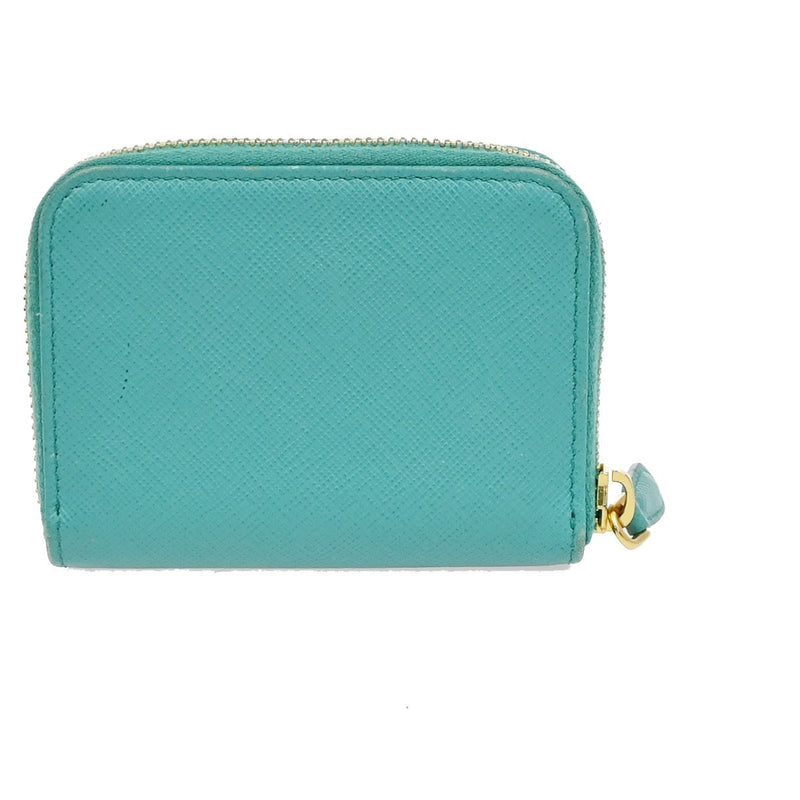 Prada Zip Around Saffiano Leather Blue Accessory