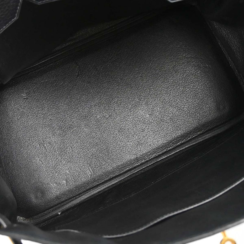 Hermes Birkin Black Clemence With Gold Hardware Leather Bag