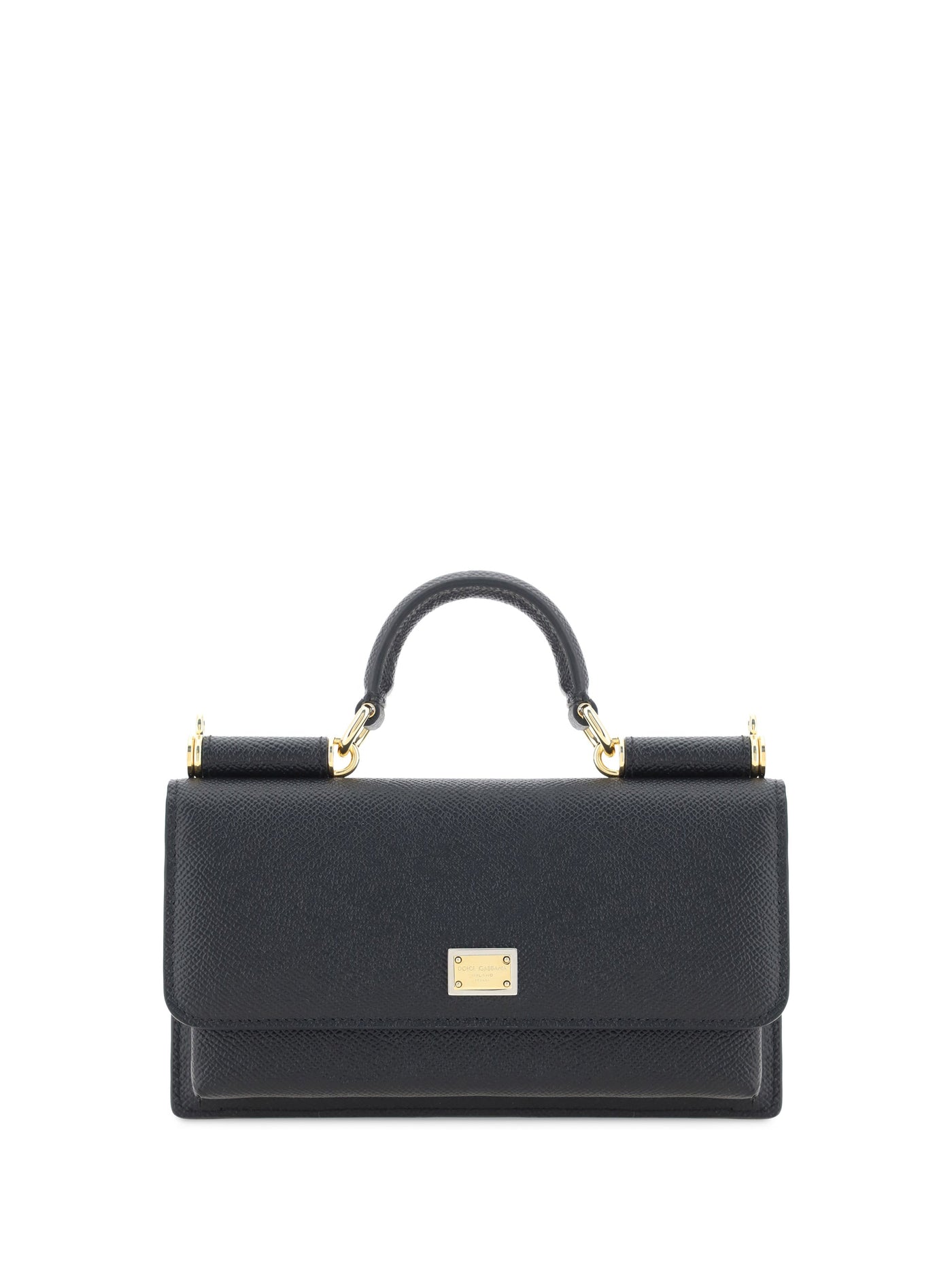 Dolce & Gabbana Micro Sicily Shoulder Bag — Black Calf Leather Bos Taurus