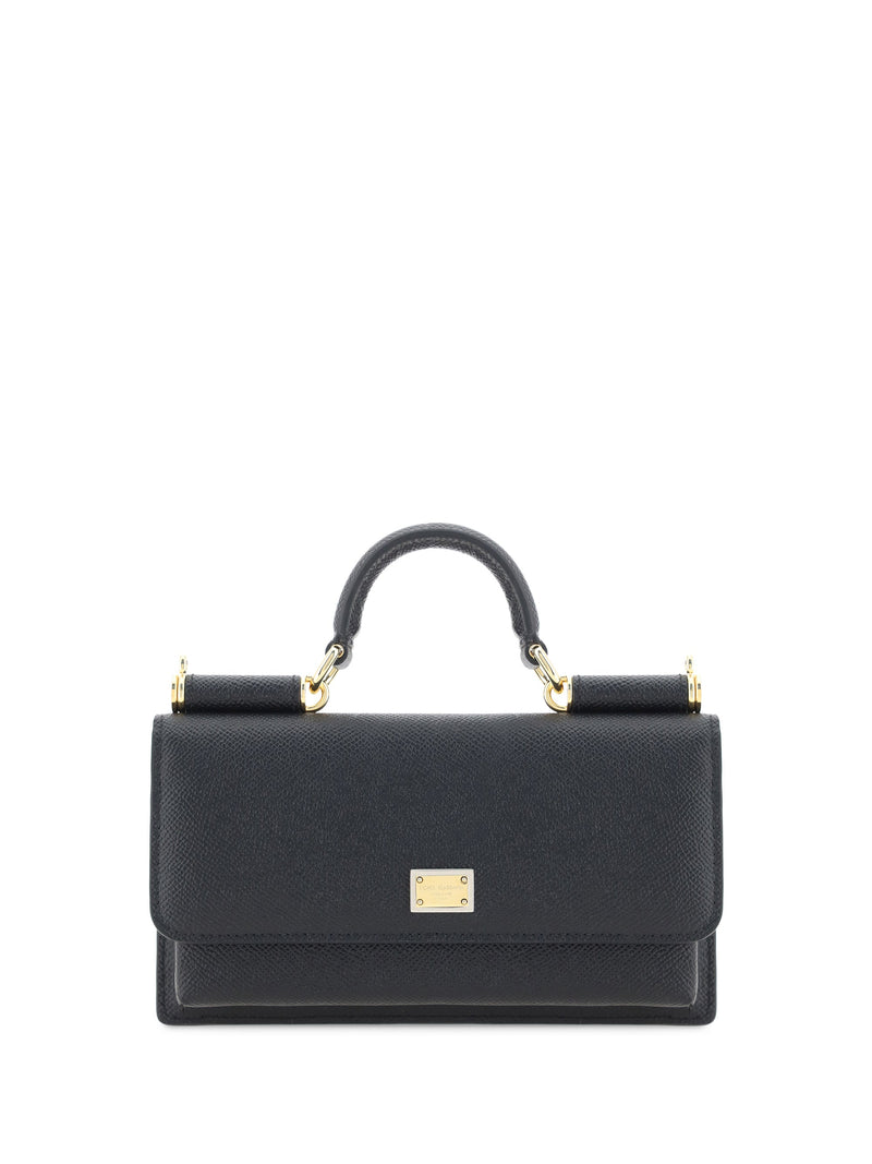 Dolce & Gabbana Micro Sicily Shoulder Bag — Black Calf Leather (bos Taurus)