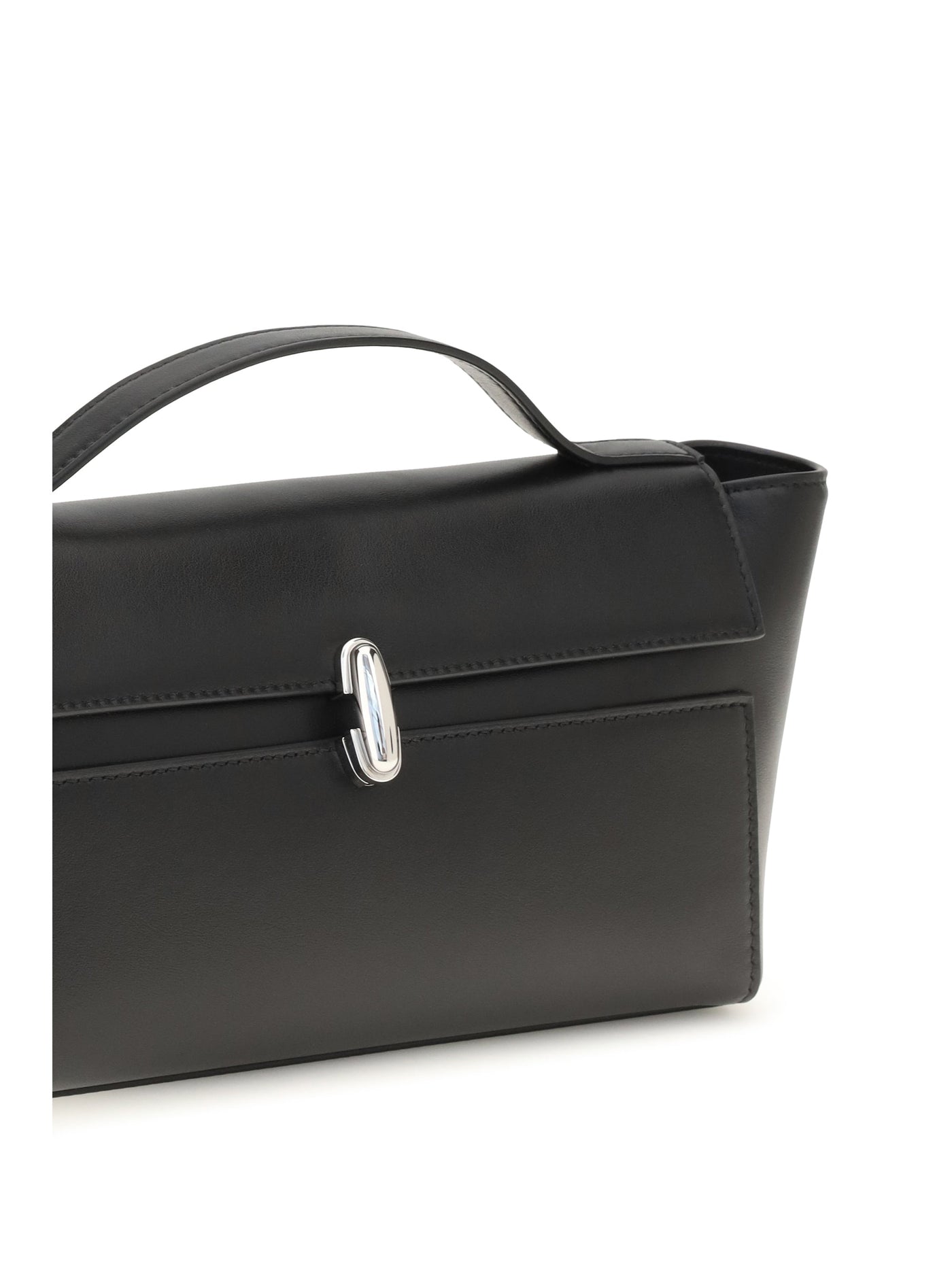 Savette Symmetry Trapeze Clutch — Black Calf Leather