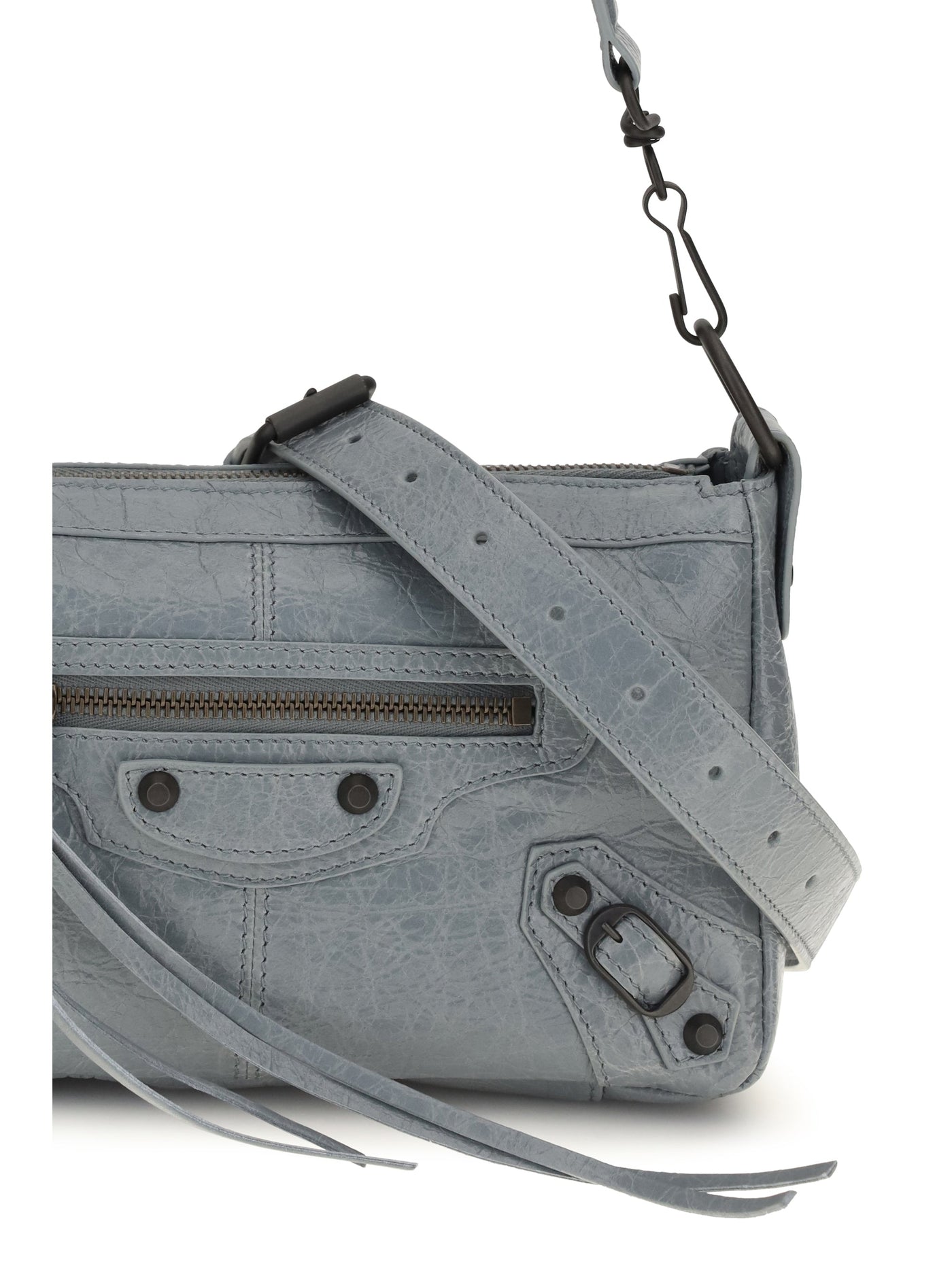 Balenciaga Le City Moto Mini Shoulder Bag — Gray Lamb (ovis Aries)