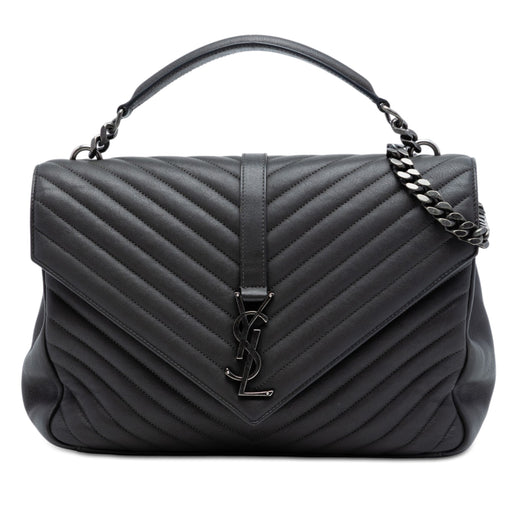 Large Chevron Sheepskin Monogram College Satchel - Image 1