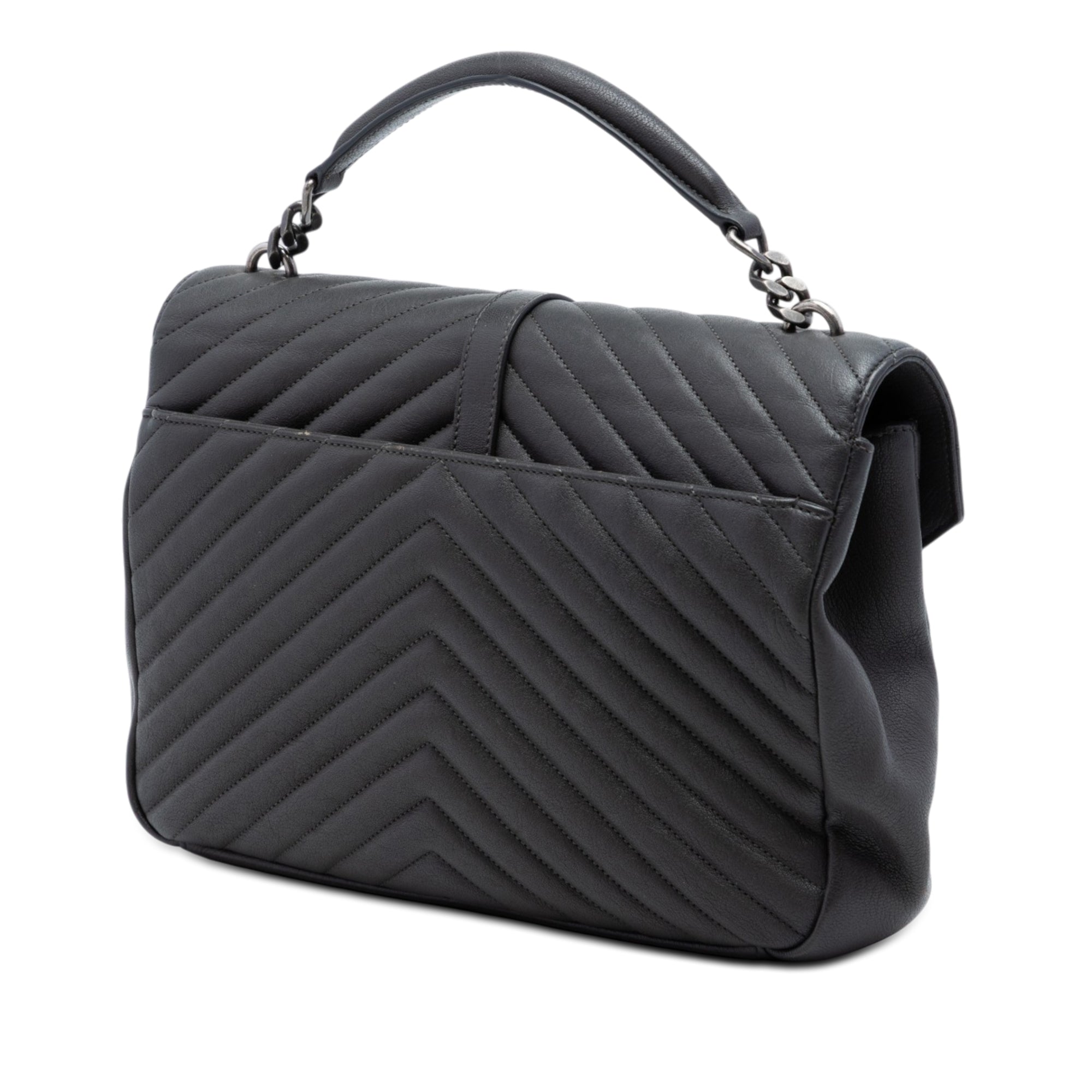 Large Chevron Sheepskin Monogram College Satchel - Image 2