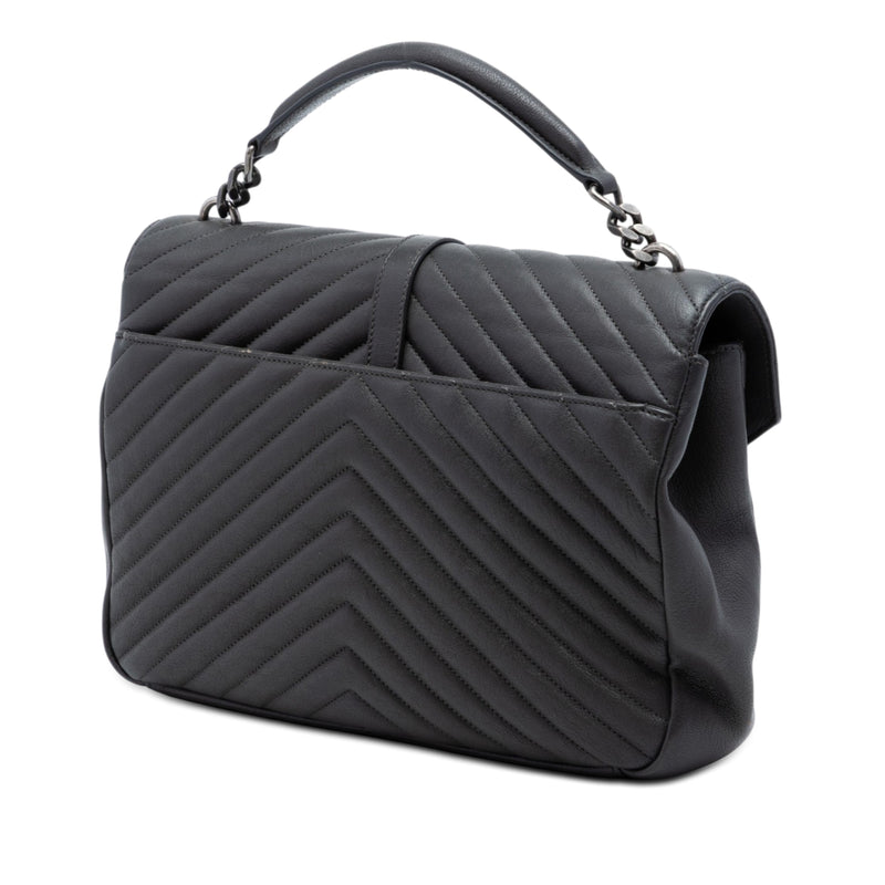 Large Chevron Sheepskin Monogram College Satchel - Image 2