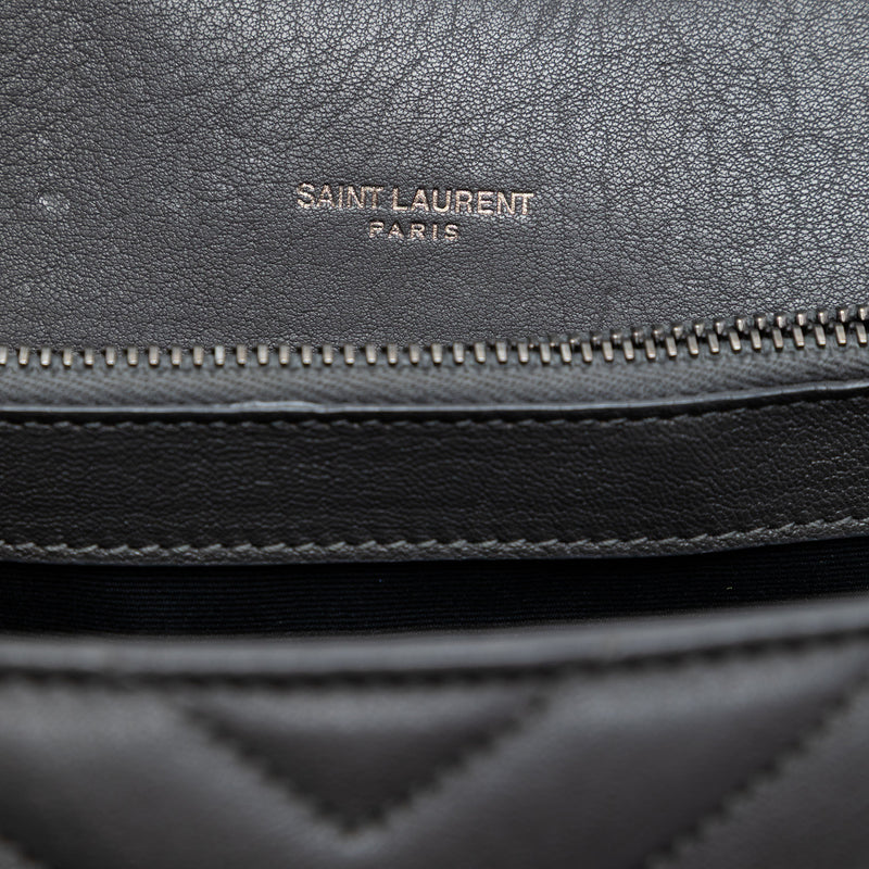 Large Chevron Sheepskin Monogram College Satchel - Image 5