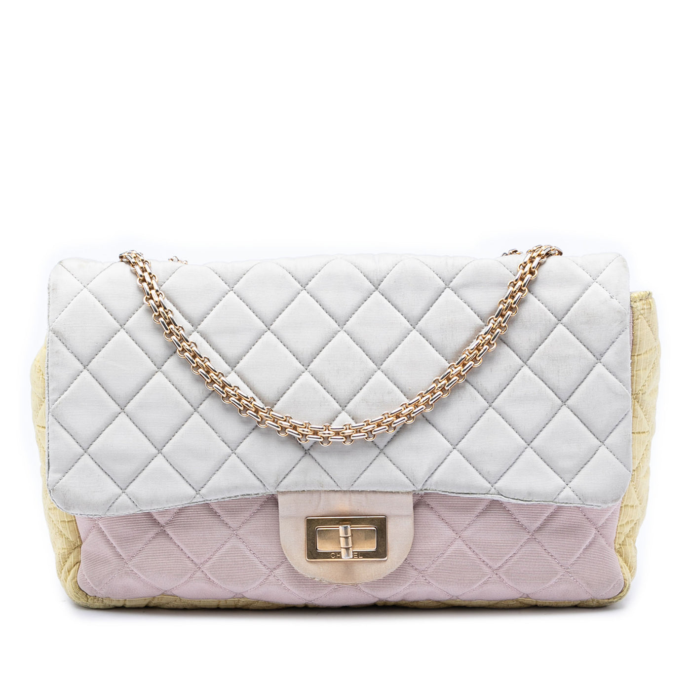 Tricolor Quilted Grosgrain Satin Reissue 2.55 Single Flap 227 - Image 1