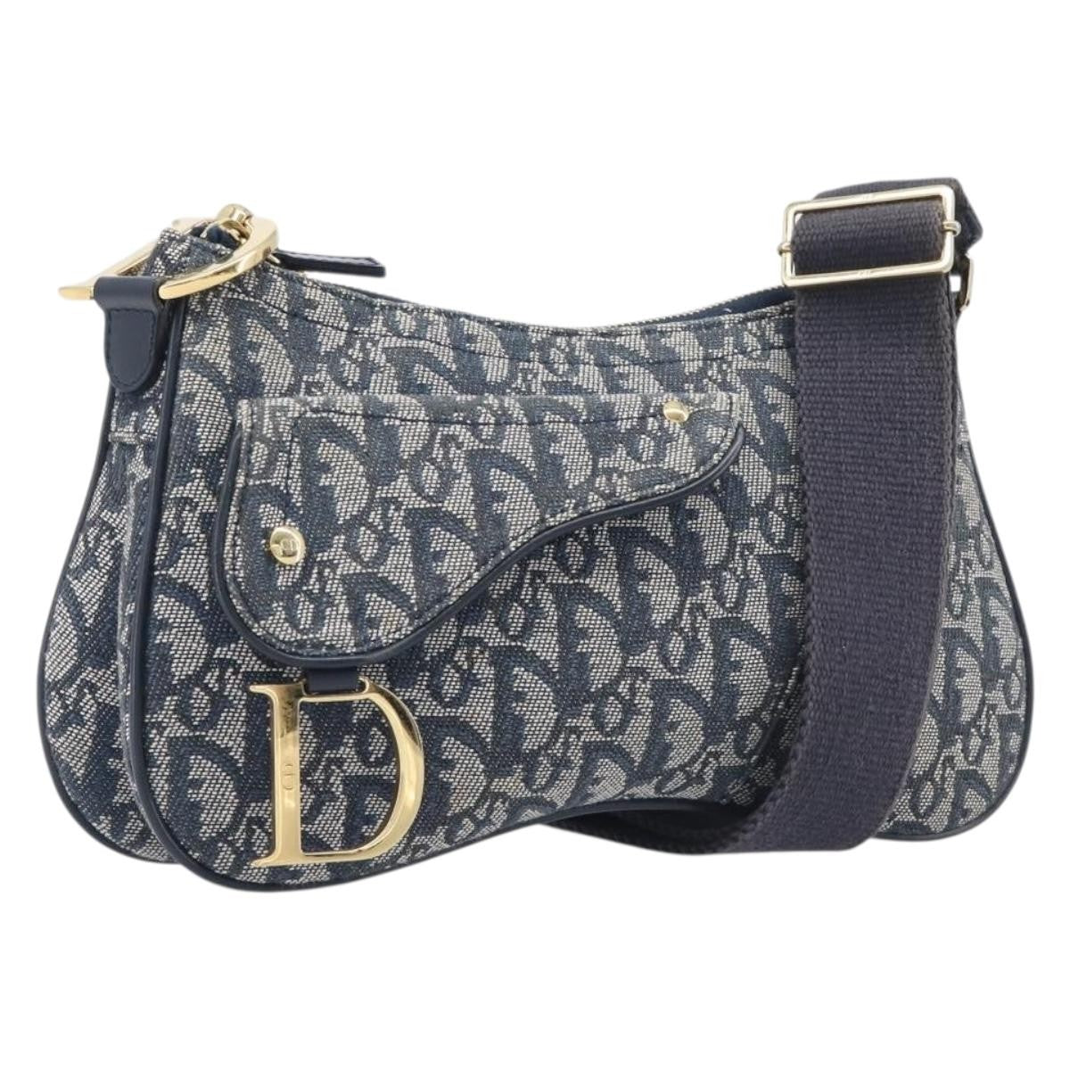 Christian Dior Saddle Messenger Oblique Canvas Navy
