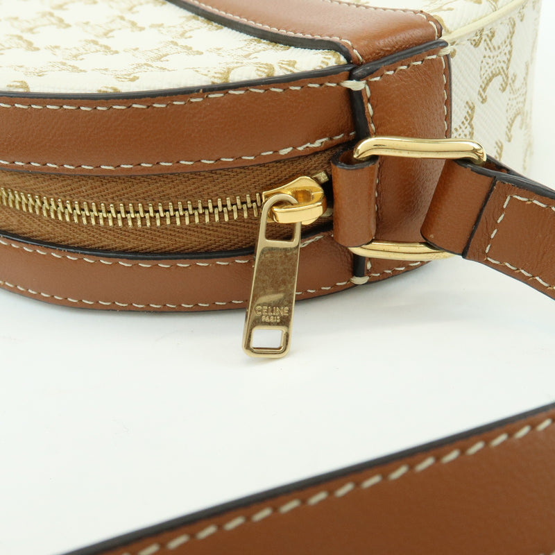 Celine Round Purse On Strap Triomphe Coated Canvas Beige Bag