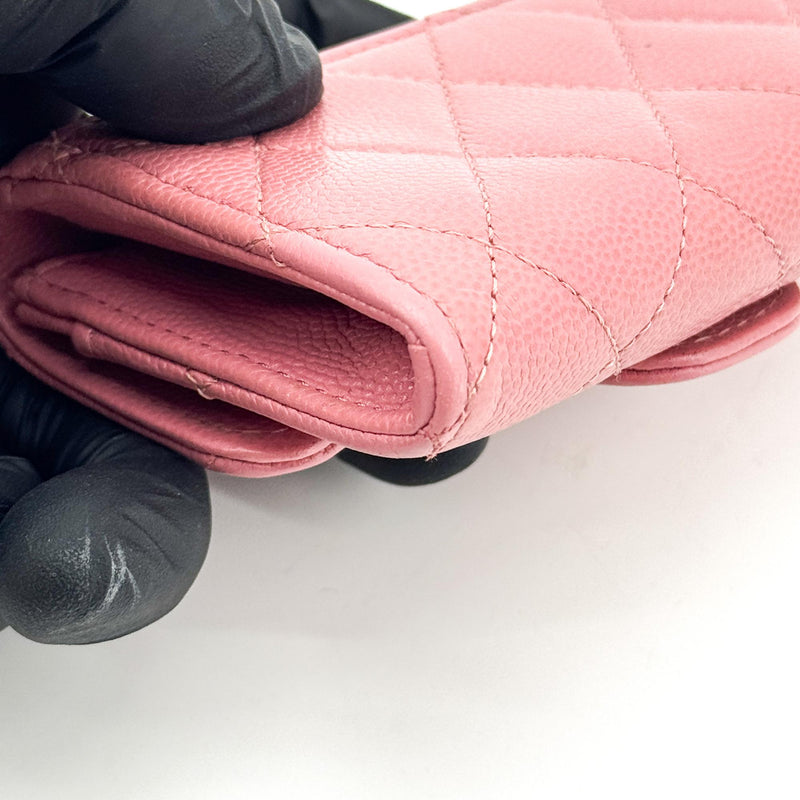 Chanel Classic Flap Card Case Quilted Caviar Pink Leather Accessory