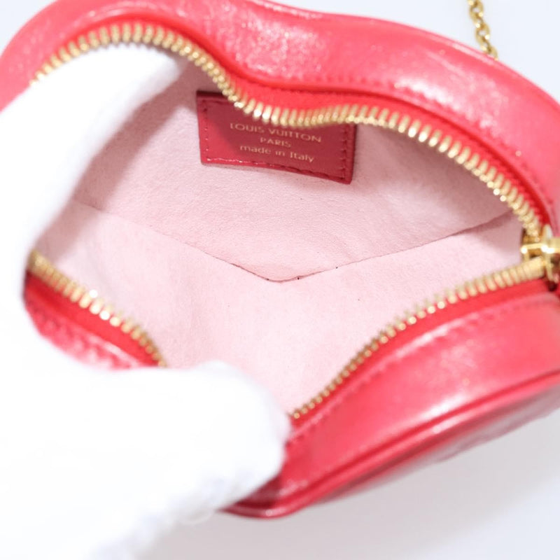 Louis Vuitton Coeur Heart On Chain Monogram Embossed Lambskin Red Leather Bag