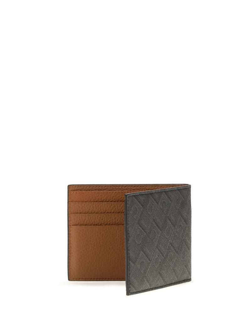 Ferragamo Gancini Monogram Leather Bifold Wallet — Gray Calf