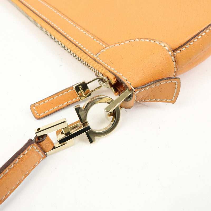 Salvatore Ferragamo Gancini Top Handle Leather Orange Bag