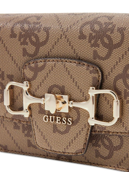 Guess Logo-Jacquard Crossbody Bag — Beige Polyurethane