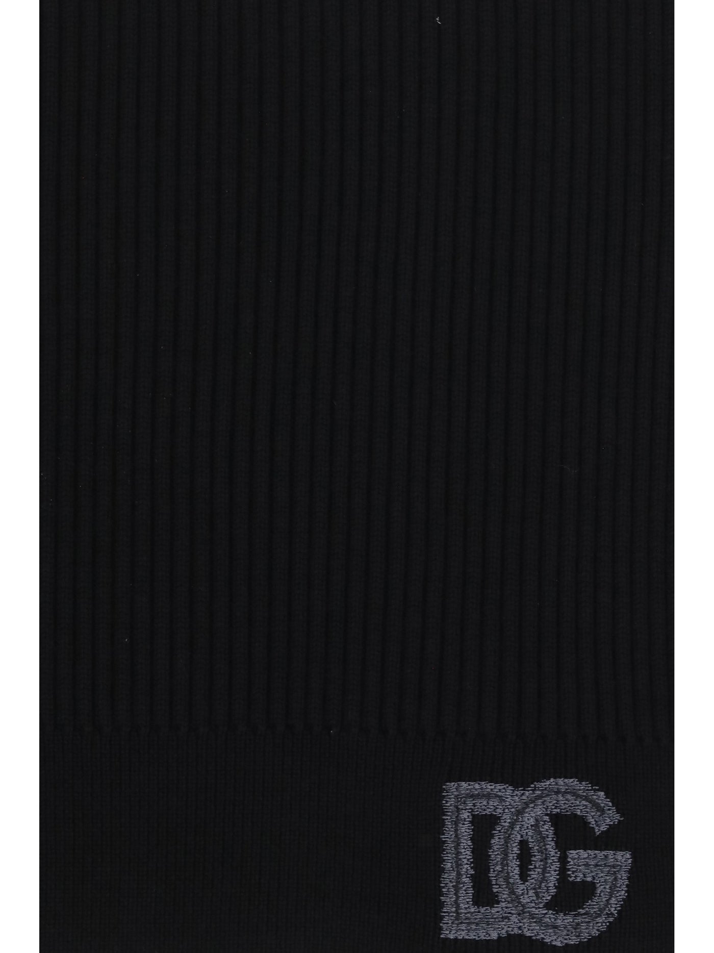 Dolce & Gabbana Ribbed Virgin Wool Scarf — Black Scarfs