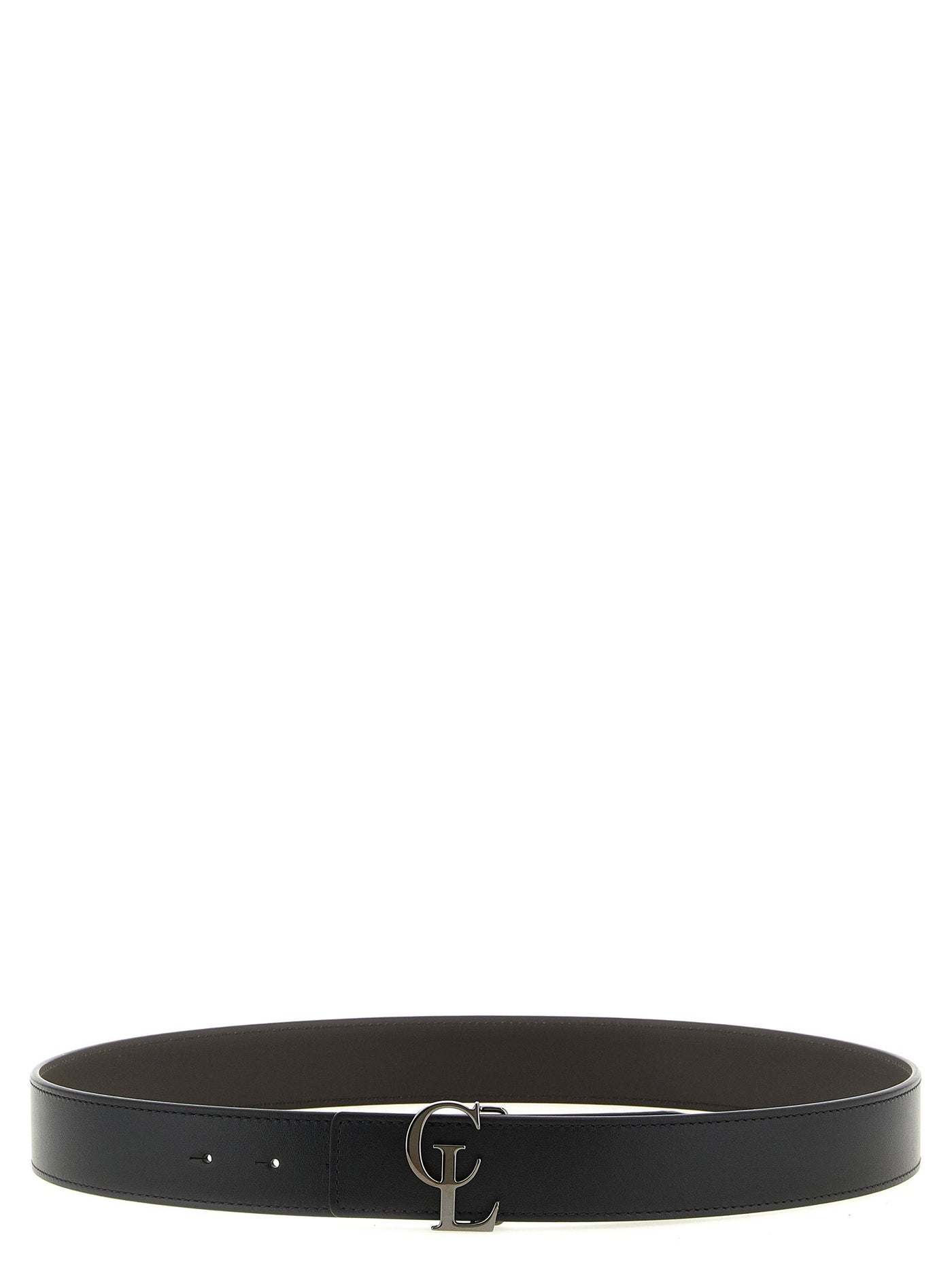 Christian Louboutin Cl Reversible Logo Buckle Belt — Black Smooth Calf Leather