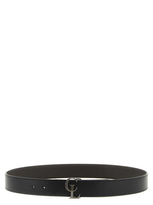 Christian Louboutin Cl Reversible Logo Buckle Belt — Black Smooth Calf Leather