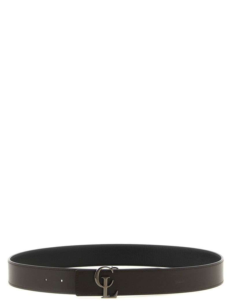 Christian Louboutin Cl Reversible Logo Buckle Belt — Black Smooth Calf Leather
