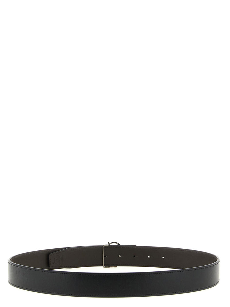 Christian Louboutin Cl Reversible Logo Buckle Belt — Black Smooth Calf Leather