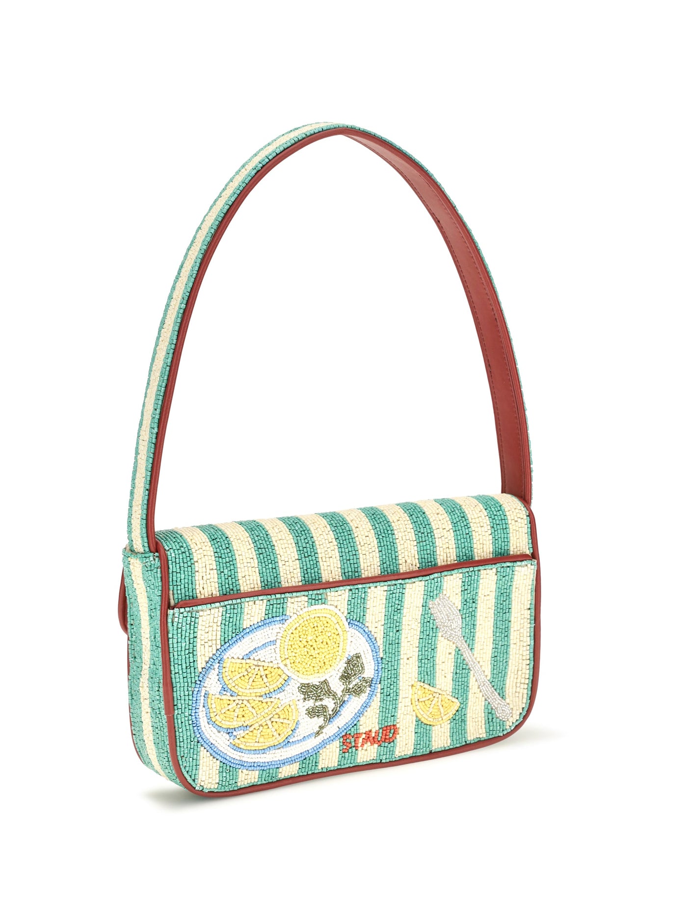 Staud Tommy Shoulder Bag — Green Rayon