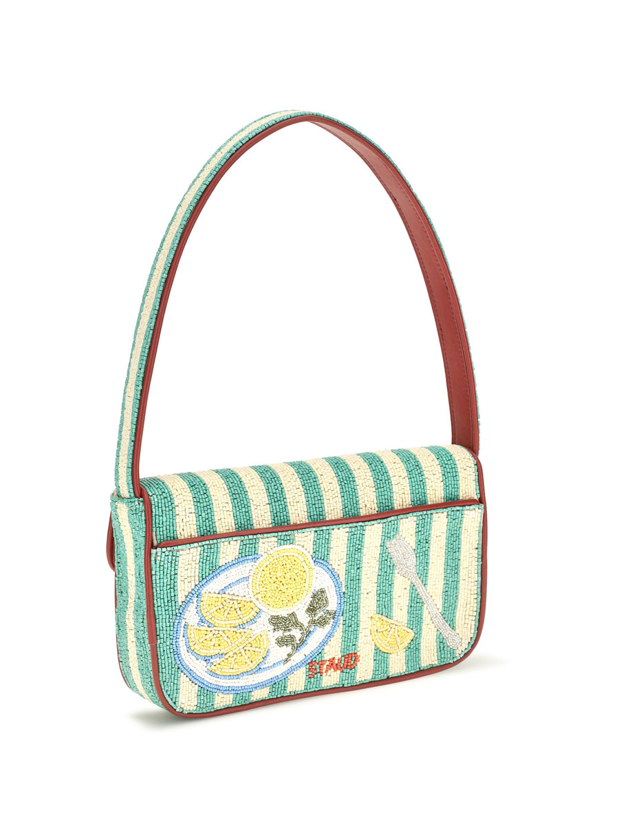 Staud Tommy Shoulder Bag — Green Rayon