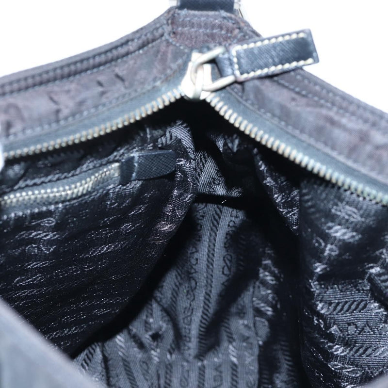 Prada Double Pocket Buckle Flap Tessuto And Leather Black Nylon Bag