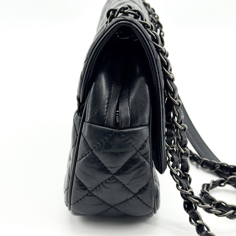 Chanel Flap Messenger Quilted Calfskin Black Leather