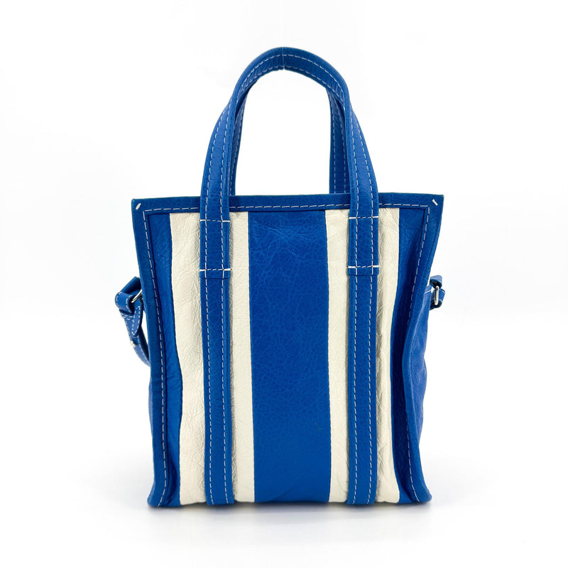 Balenciaga Bazar Striped Leather Blue Bag
