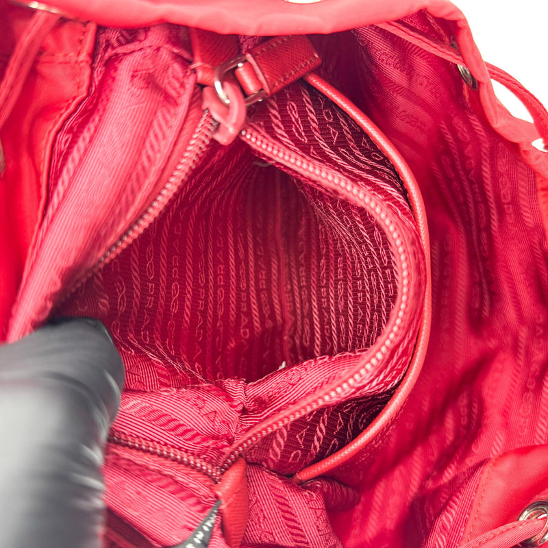 Prada Front Zip Drawstring Tessuto Red Nylon Bag