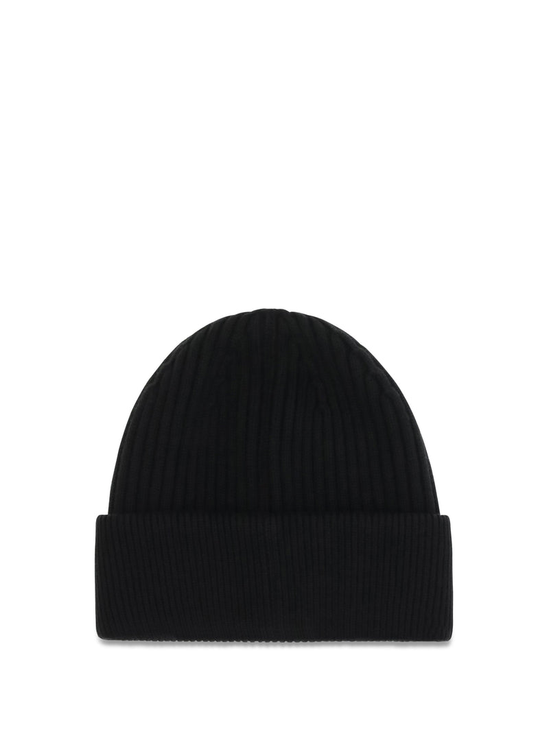 Dolce & Gabbana Gx66kzjdvn6 Logo English Rib Knit Beanie — Black Beanies