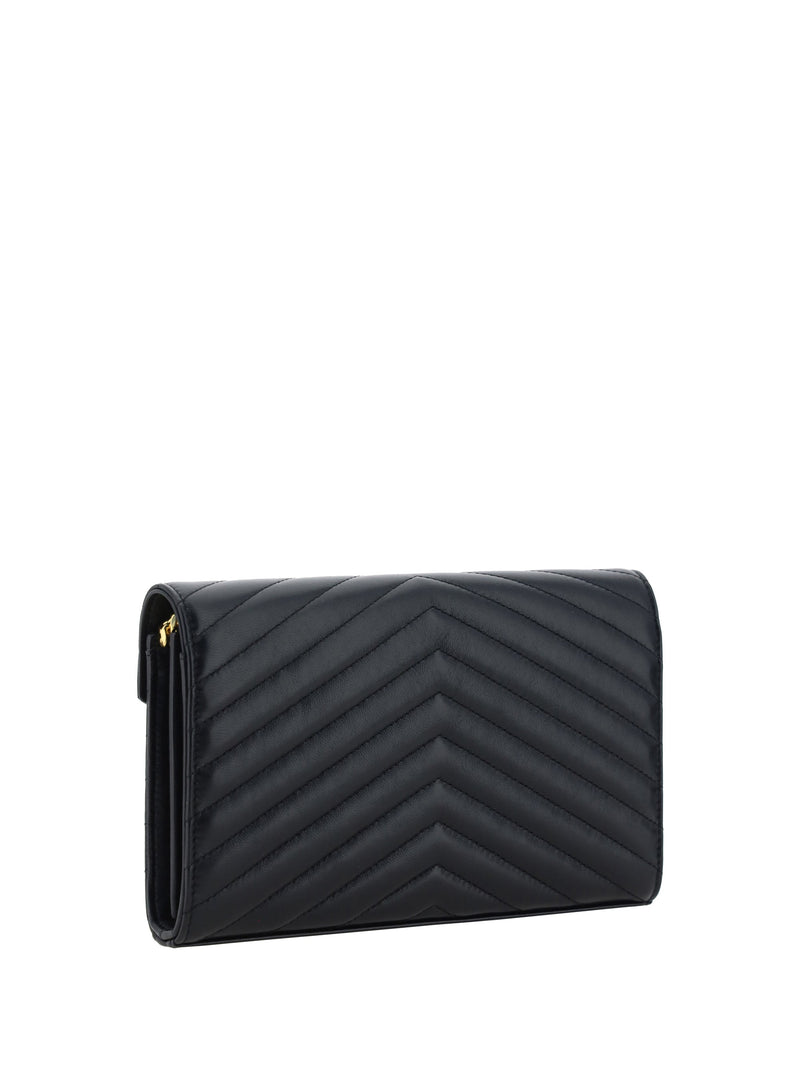 Saint Laurent Monogram Matelassé Leather Wallet — Black Lamb Ovis Aries