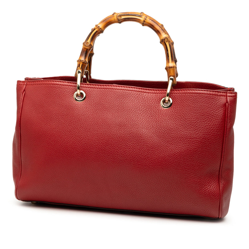 Medium Calfskin Bamboo Shopper Satchel - Image 2