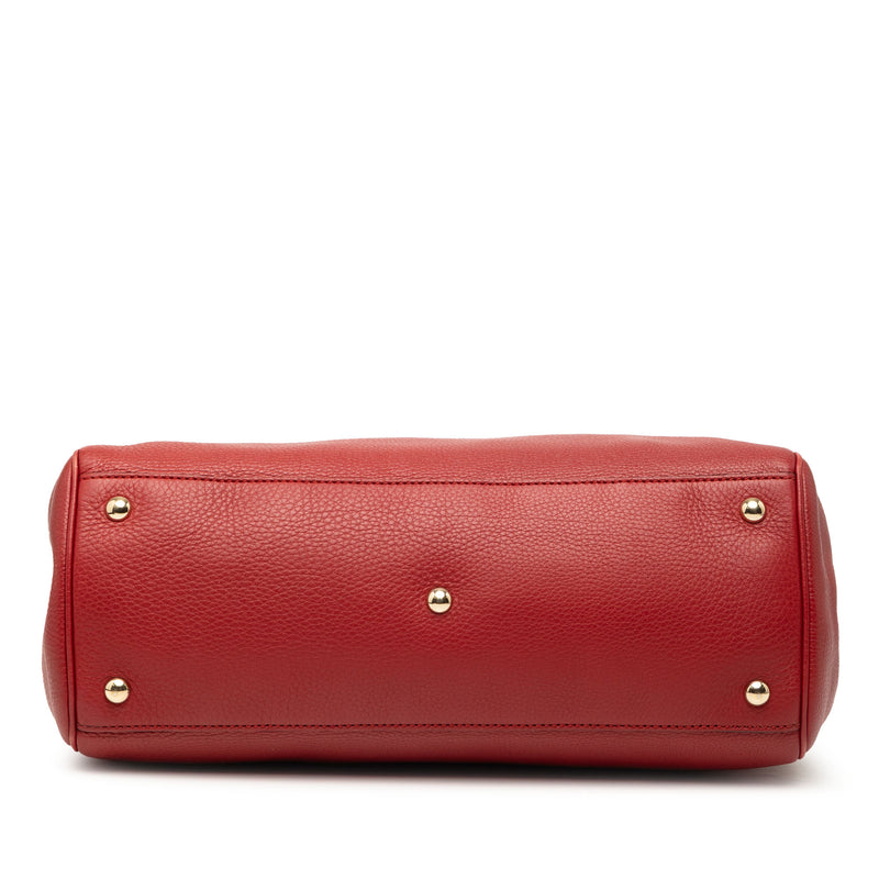 Medium Calfskin Bamboo Shopper Satchel - Image 3