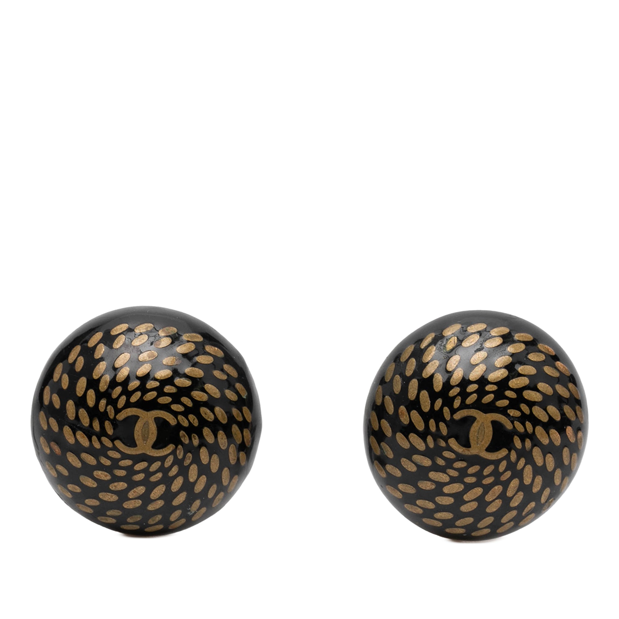 CC Resin and Gold Plated Button Clip On Earrings - Image 1