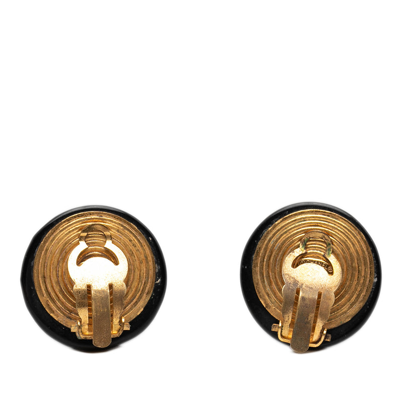 CC Resin and Gold Plated Button Clip On Earrings - Image 2