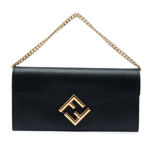 Smooth and Grained Calfskin Vitello King Cruise FF Diamonds Continental Envelope Wallet On Chain - Image 1