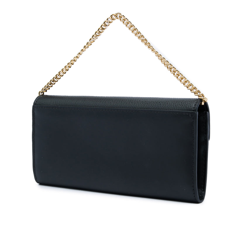 Smooth and Grained Calfskin Vitello King Cruise FF Diamonds Continental Envelope Wallet On Chain - Image 2