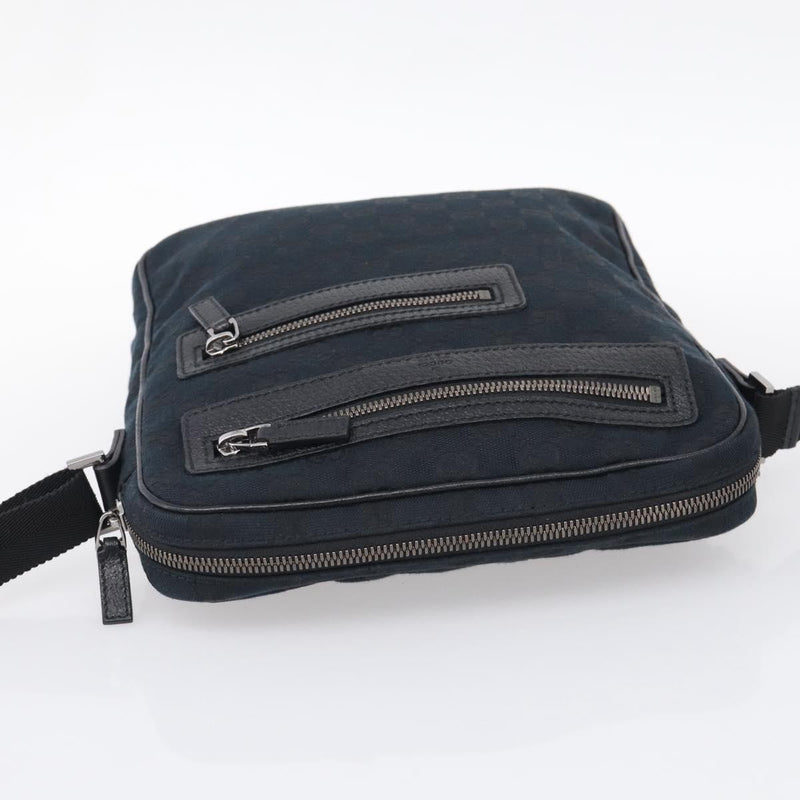 Gucci Front Zip Messenger Canvas And Leather Black